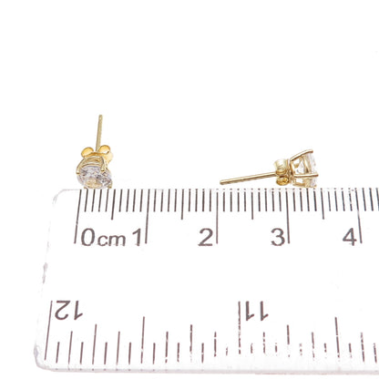925 Sterling Silver Gold Plated Round-Cut C Z Stud Earrings