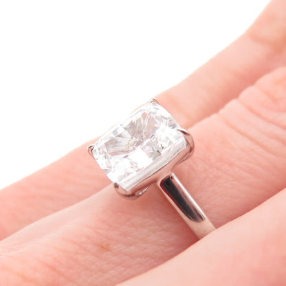 DSMK 925 Sterling Silver Radiant-Cut C Z Engagement Ring Size 6