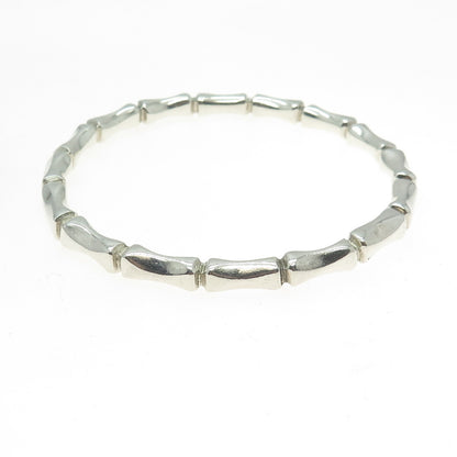 925 Sterling Silver Vintage Mexico Bamboo Link Bangle Bracelet 7.75"
