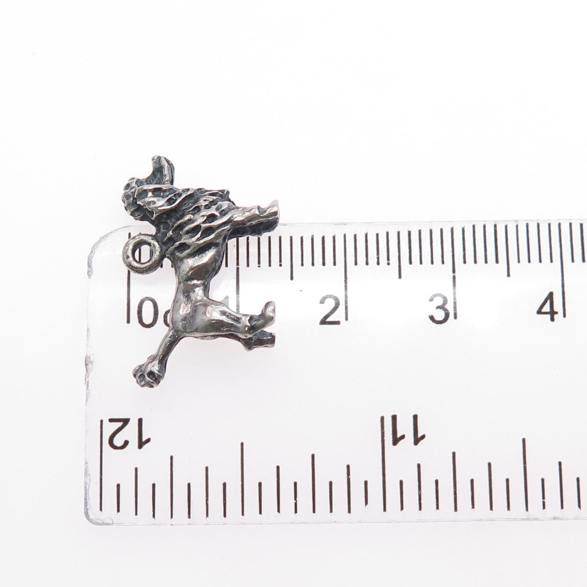 925 Sterling Silver Vintage Poodle Dog Oxidized Mini 3D Charm Pendant