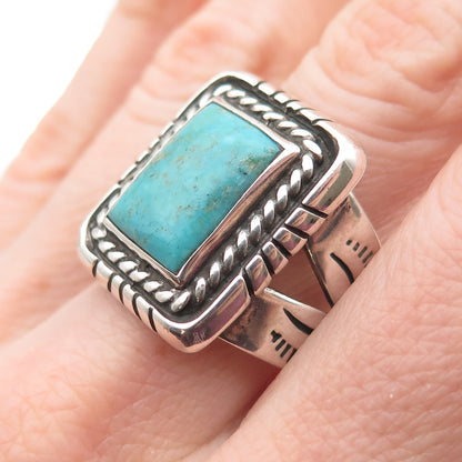 Carolyn Pollack Old Pawn 925 Sterling Silver Vintage Turquoise Ring Size 12.75