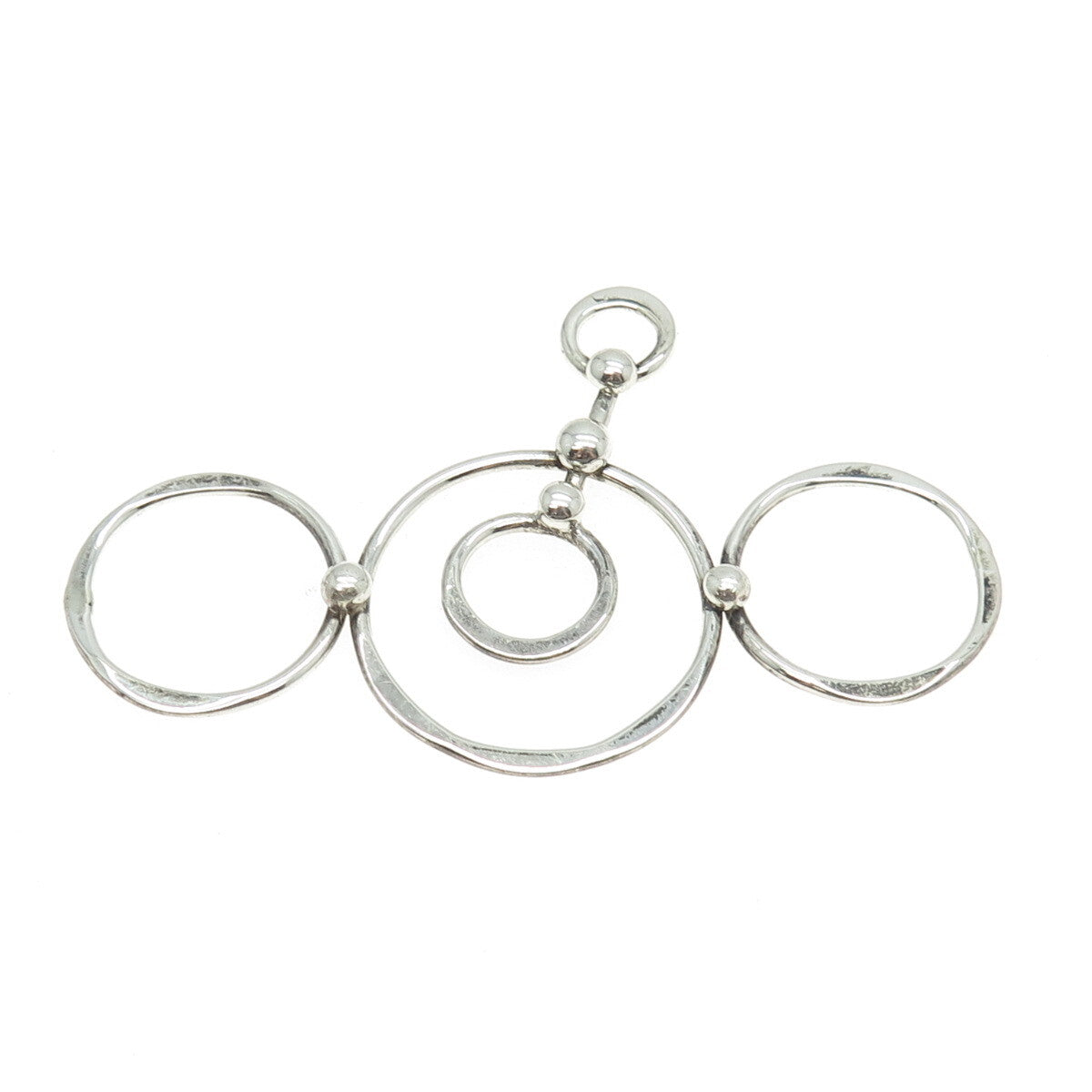 MARTIN LASAK 925 Sterling Silver Vintage Modernist Hammered Circle Pendant