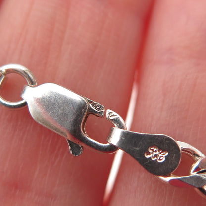 925 Sterling Silver Vintage Italy Figaro Link Bracelet 7"