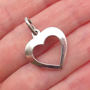 925 Sterling Silver Vintage Italy Open Heart Mini Charm Pendant