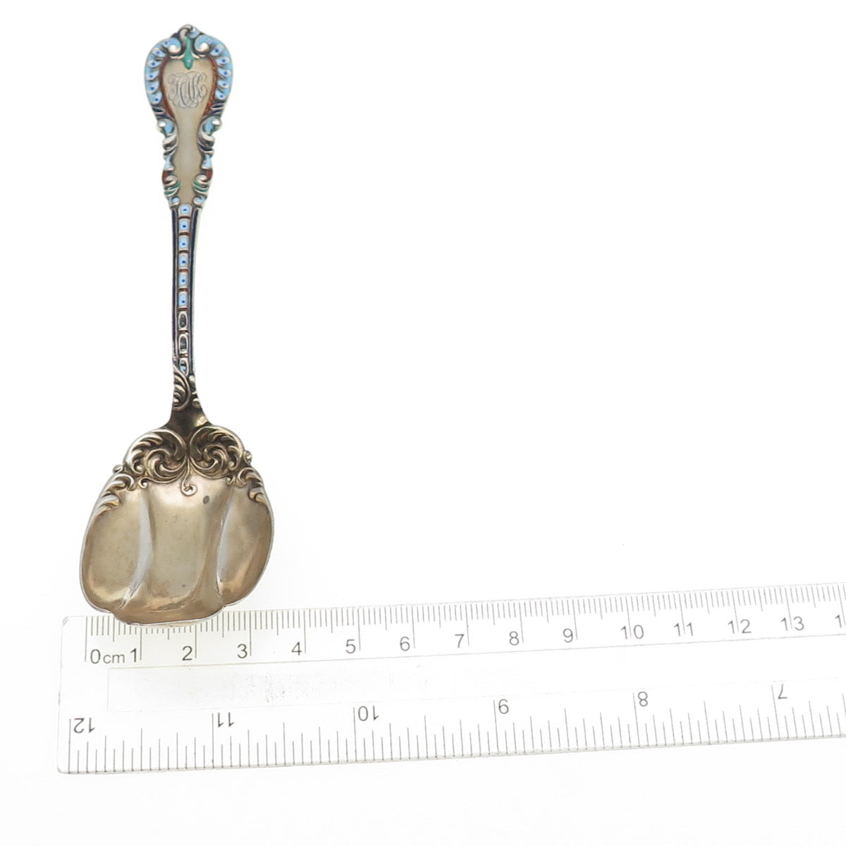 Reed & Barton 925 Sterling Silver Antique 1894 Enamel Majestic Sugar Shell Spoon