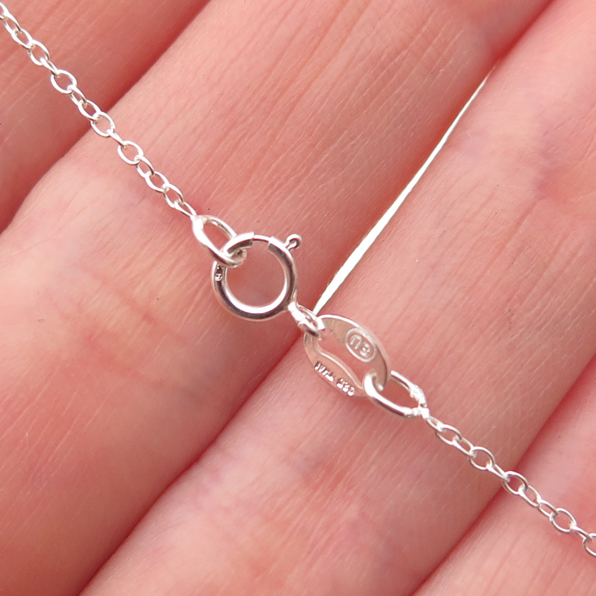 925 Sterling Silver Pear & Round-Cut C Z Cable Chain Necklace 18"