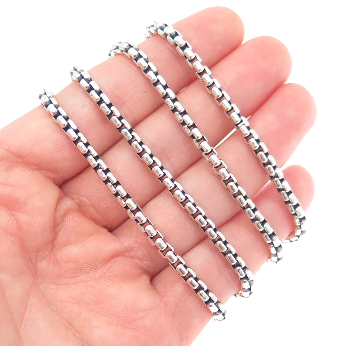 DAVID YURMAN 925 Sterling Silver Round Box Chain Necklace 24"