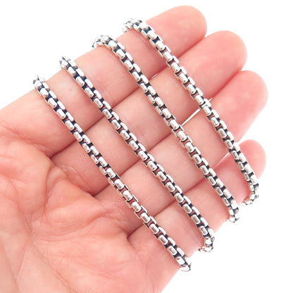 DAVID YURMAN 925 Sterling Silver Round Box Chain Necklace 24"