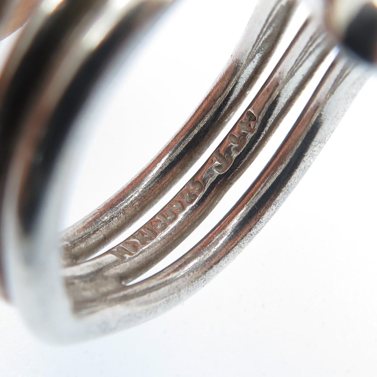 925 Sterling Silver Vintage Mexico Modernist Adjustable Bypass Ring Size 8.25