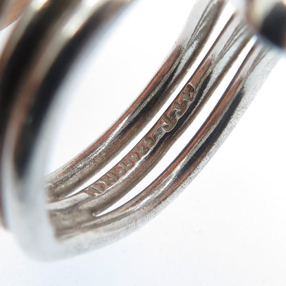 925 Sterling Silver Vintage Mexico Modernist Adjustable Bypass Ring Size 8.25
