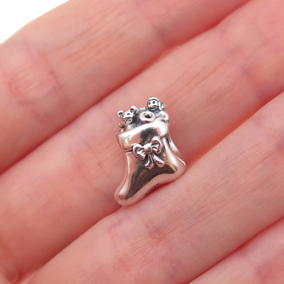 Pandora 925 Sterling Silver Santa's Stocking Slide Bead Charm