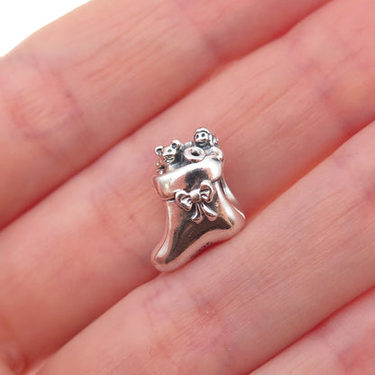 Pandora 925 Sterling Silver Santa's Stocking Slide Bead Charm