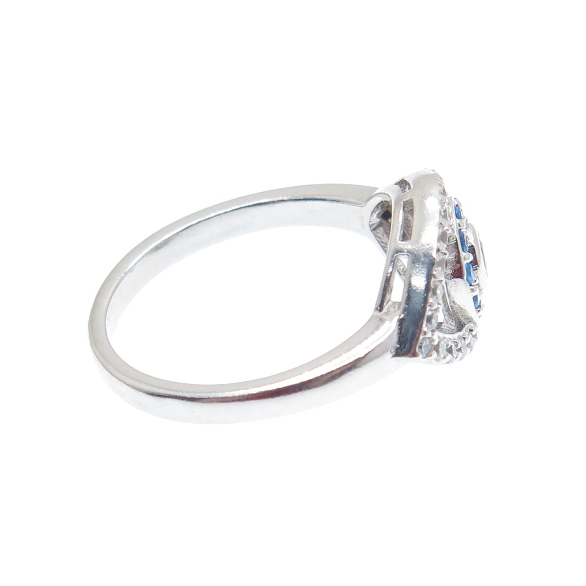 925 Sterling Silver Round-Cut Multi-Color C Z Evil's Eye Ring Size 7