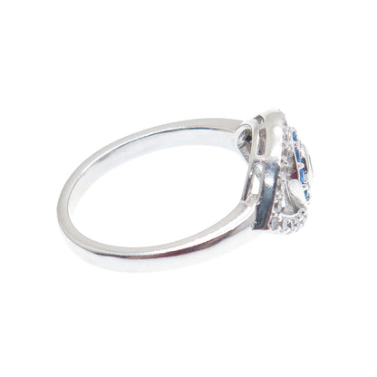 925 Sterling Silver Round-Cut Multi-Color C Z Evil's Eye Ring Size 7