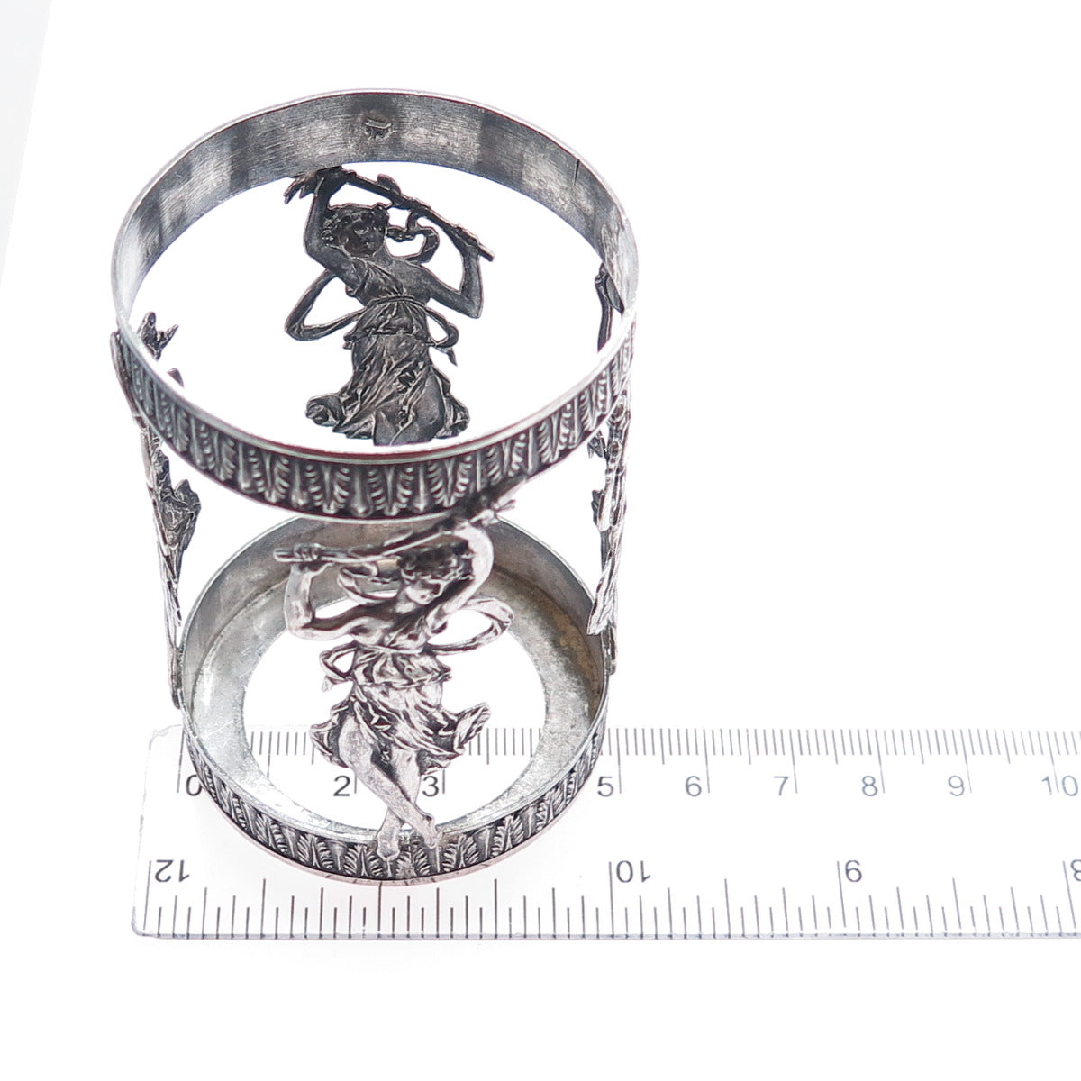 800 Silver Antique Victorian European Muses Oxidized Shot Glass Holder
