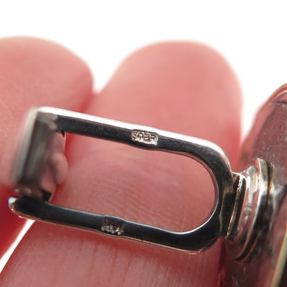 925 Sterling Silver 14K Gold Vintage Modernist Cufflinks