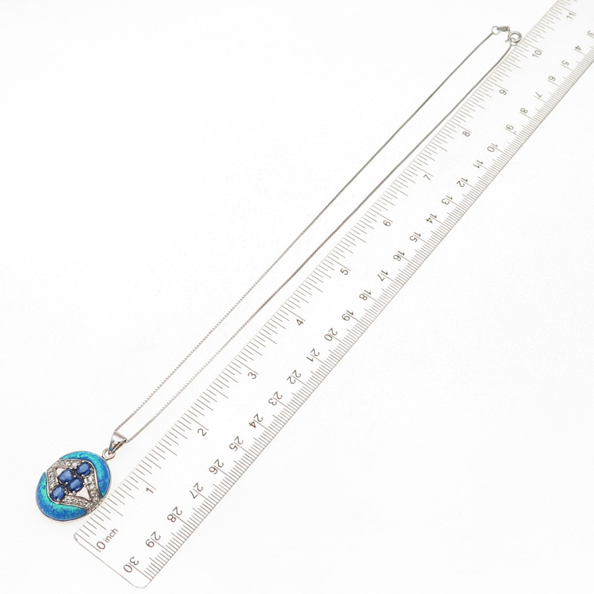 Noa Zuman 925 Sterling Silver Real Sapphire Topaz & Opal Box Chain Necklace 18"