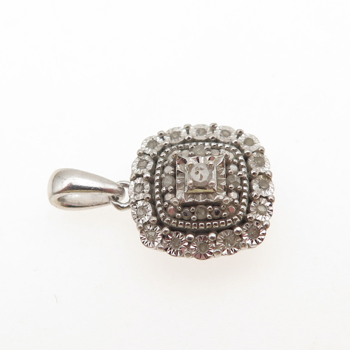 925 Sterling Silver Real Round-Cut Diamond Mini Charm Pendant