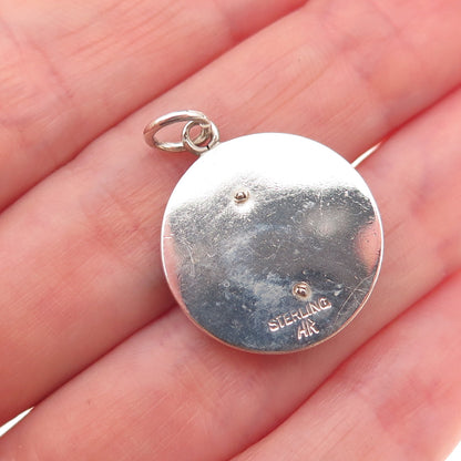 925 Sterling Antique Real MOP Marcasite Star of David Pendant (missing 3 stones)