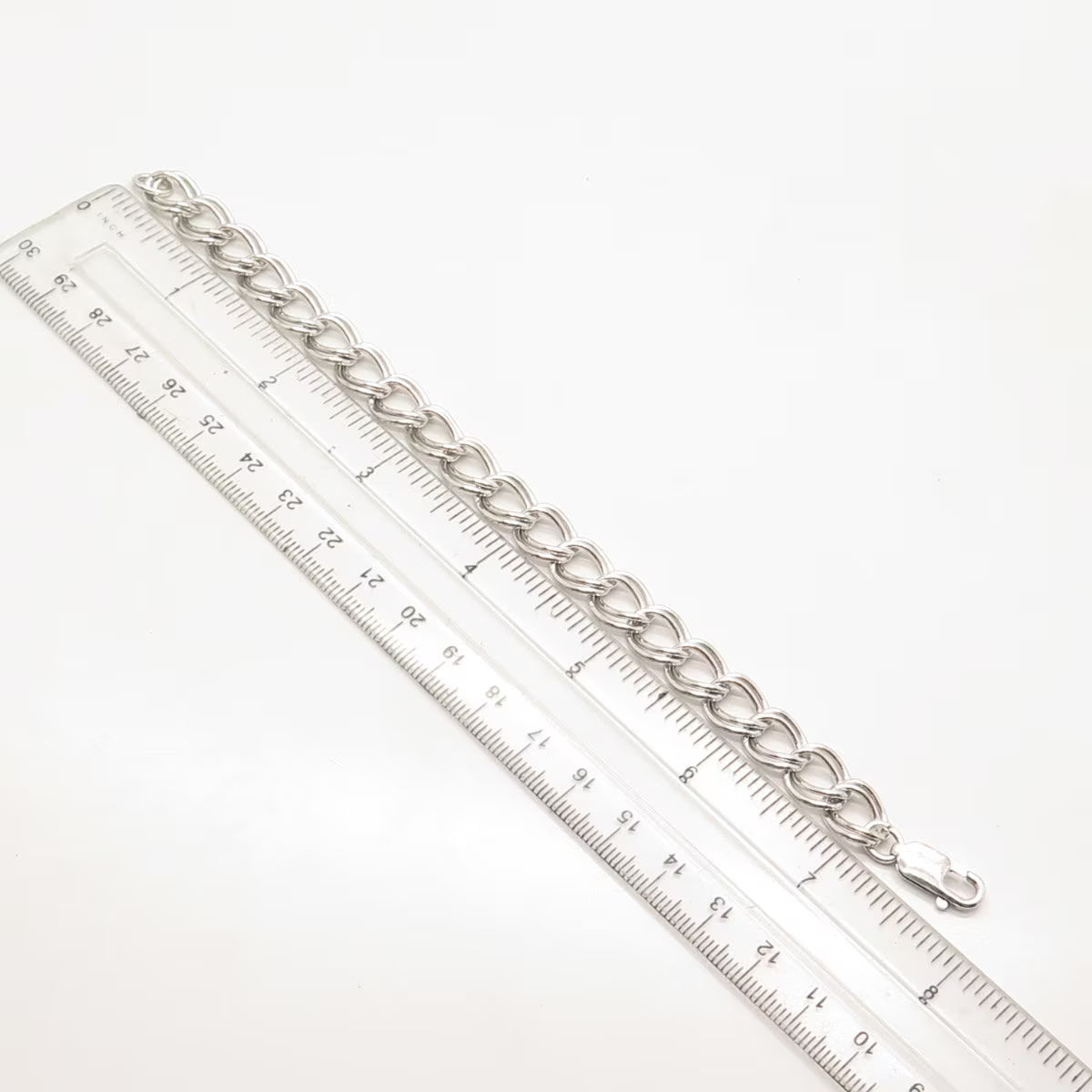 925 Sterling Silver Vintage Cable Link Bracelet 7.5"