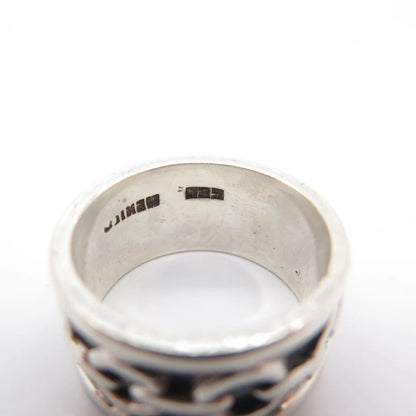 925 Sterling Silver Vintage Mexico Chain Band Ring Size 9.75
