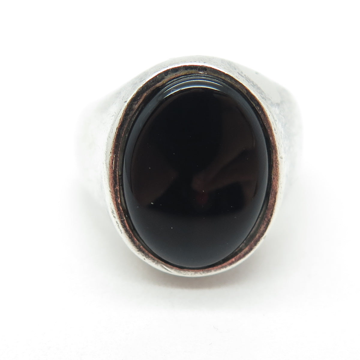 925 Sterling Silver Vintage Real Black Onyx Gemstone Ring Size 8