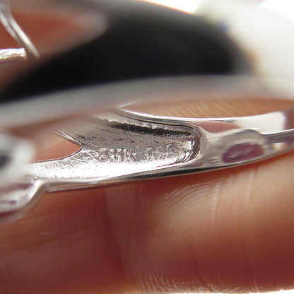 925 Sterling Silver Real Round-Cut Diamond & Amethyst Ring Size 7.25