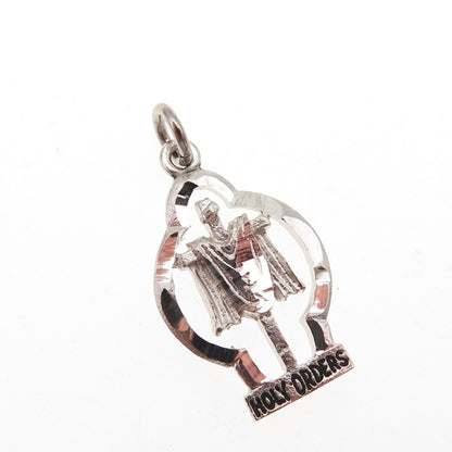 925 Sterling Silver Vintage Holy Orders Cross Mini Charm Pendant