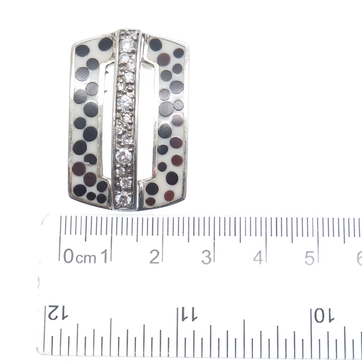 925 Sterling Silver Enamel & Round-Cut C Z Slide Pendant