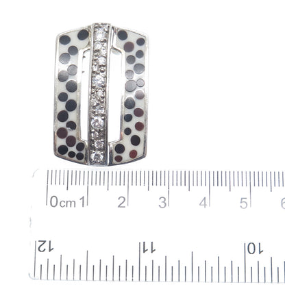 925 Sterling Silver Enamel & Round-Cut C Z Slide Pendant