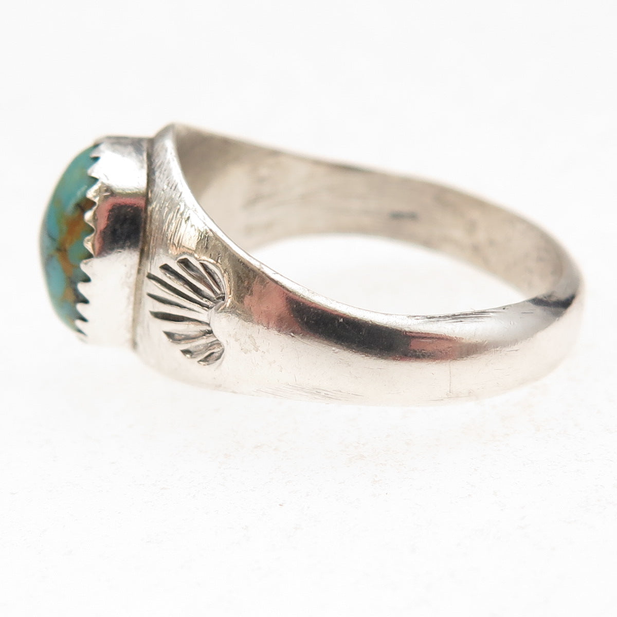 Old Pawn 925 Sterling Silver Vintage Southwestern Turquoise Ring Size 10.5