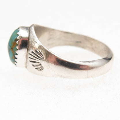 Old Pawn 925 Sterling Silver Vintage Southwestern Turquoise Ring Size 10.5