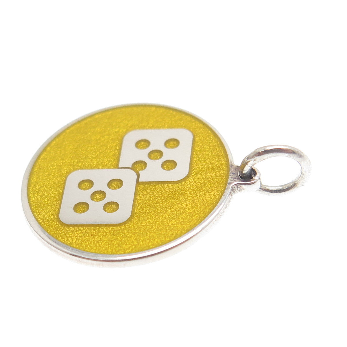 925 Sterling Silver Yellow Enamel Number 10 Lucky Dice Minimalist Charm Pendant