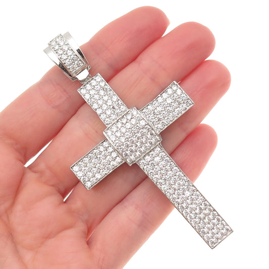 925 Sterling Silver Round-Cut C Z Cross Sparkle Pendant