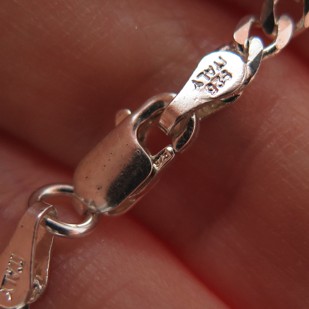 925 Sterling Silver Vintage Italy Curb Link Anklet / Bracelet 9"