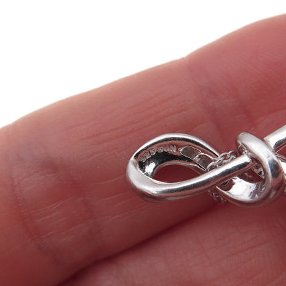 Sun 925 Sterling Silver Real Diamond Infinity Cable Chain Necklace 18"