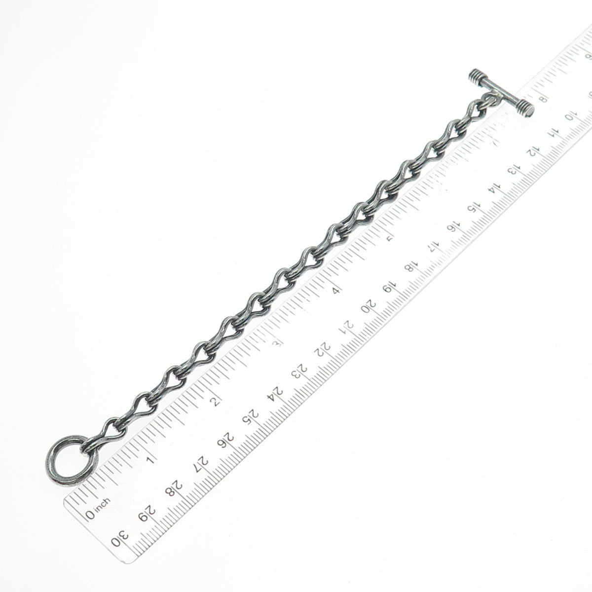 925 Sterling Silver Vintage Spiga Oxidized Link Bracelet 6.5"