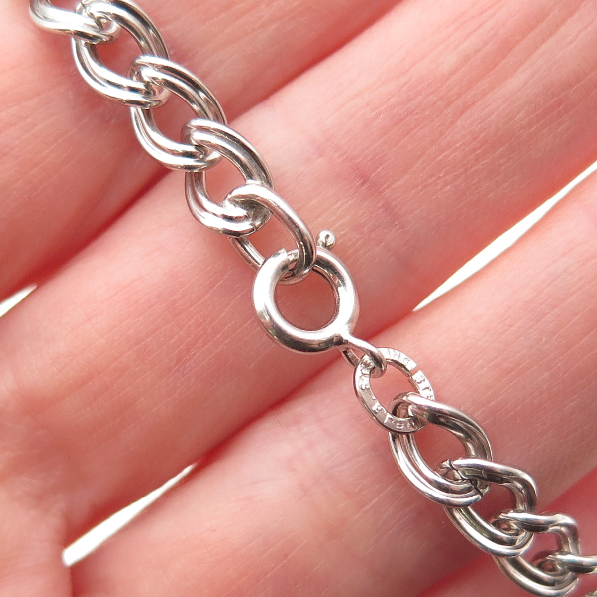 925 Sterling Silver Vintage Double Curb Link Bracelet 6.75"