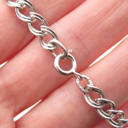 925 Sterling Silver Vintage Double Curb Link Bracelet 6.75"
