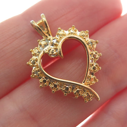 ROSS SIMONS 925 Sterling Gold Plated Vintage Diamond Accent Open Heart Pendant
