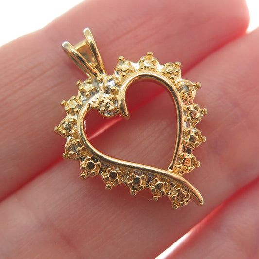 ROSS SIMONS 925 Sterling Gold Plated Vintage Diamond Accent Open Heart Pendant