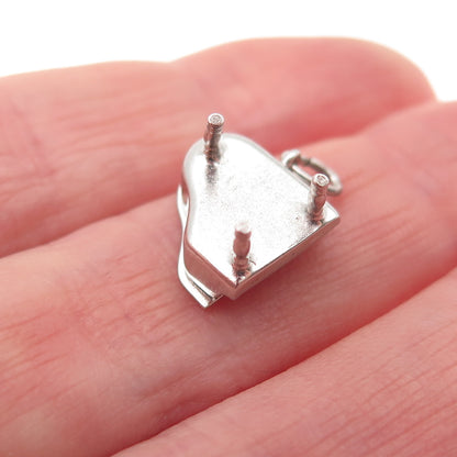 925 Sterling Silver Vintage Grand Piano 3D Mini Open Charm Pendant
