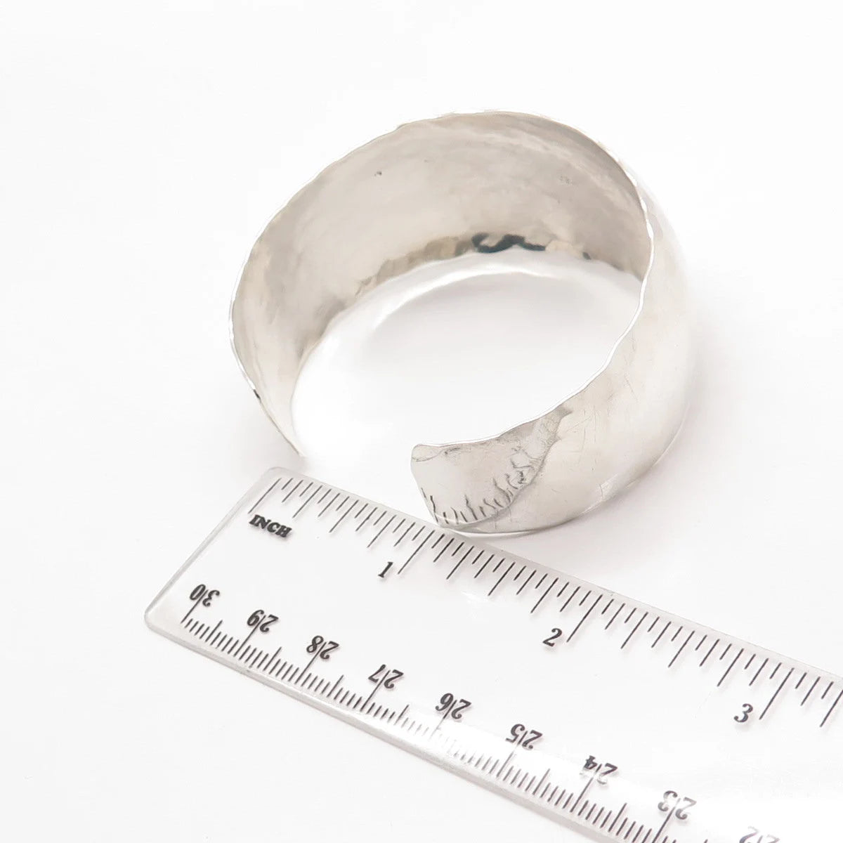 925 Sterling Silver Vintage Hammered Finish Adjustable Cuff Bracelet 7"