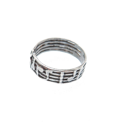 925 Sterling Silver Vintage Treble Clef Music Note Oxidized Band Ring Size 6