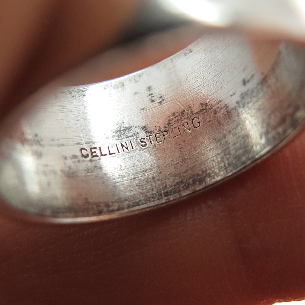 CELLINI 925 Sterling Silver Vintage Oxidized Wide Band Ring Size 6