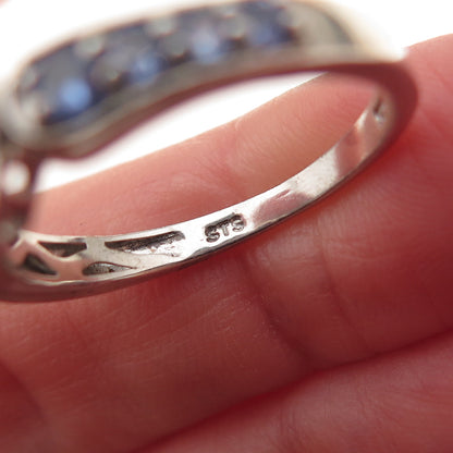 Chuck Clemency 925 Sterling Silver Real Tanzanite & White Topaz Ring Size 8.25
