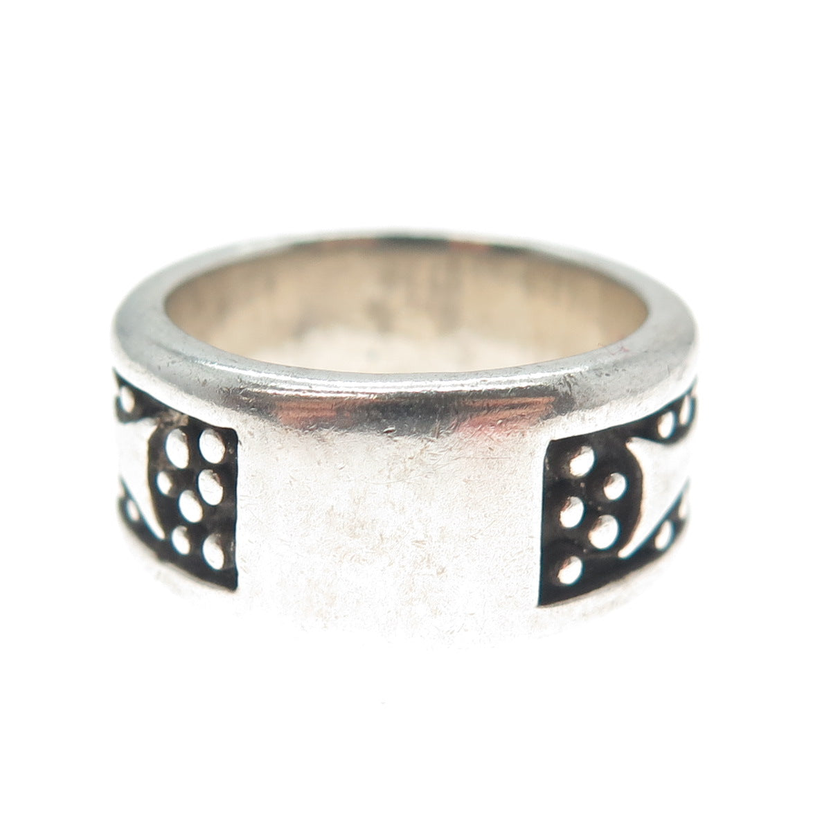 LABELLE 925 Sterling Silver Vintage Modernist Oxidized Band Ring Size 7.25