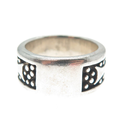 LABELLE 925 Sterling Silver Vintage Modernist Oxidized Band Ring Size 7.25