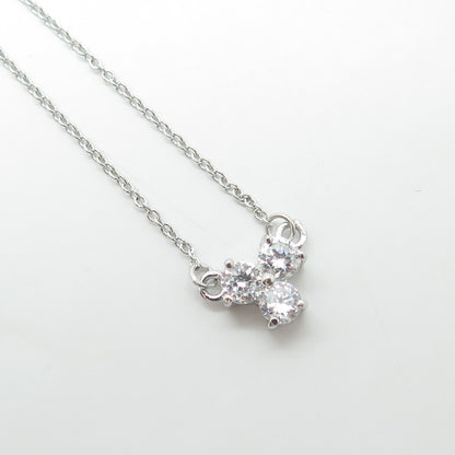 925 Sterling Silver Round-Cut Shaped White C Z Cable Chain Necklace 16"