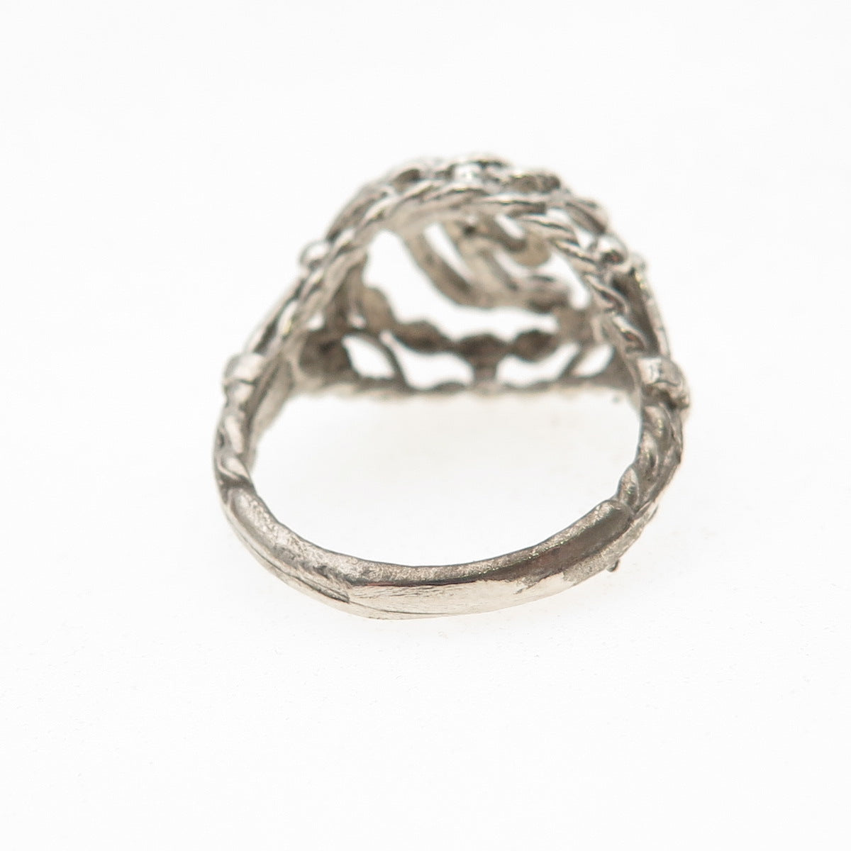 925 Sterling Silver Vintage Letter D Initial Oxidized Ring Size 5.5